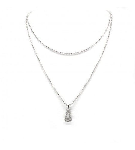 Collier longueur chaine : 69cm ; hauteur pendentif : 2cm / Blanc/Gris / Or 750 Sautoir "Force 10" FRED 58 Facettes 200079R