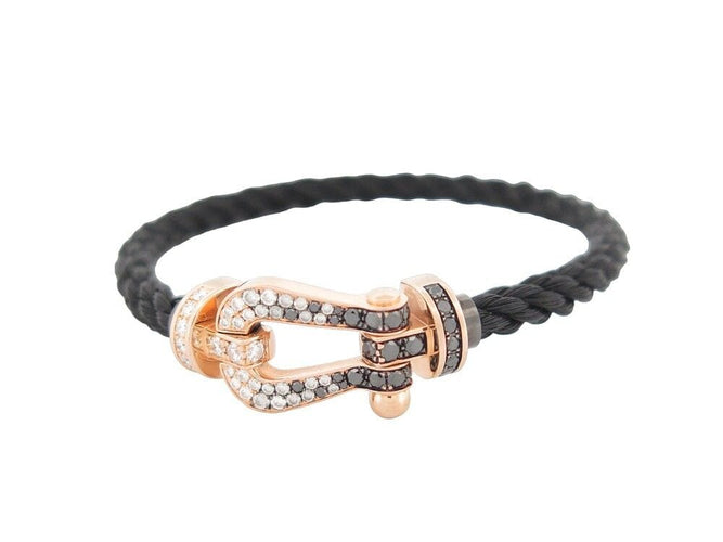 Bracelet bracelet FRED force 10 gm manille or rose diamant blanc & noir 58 Facettes 253276