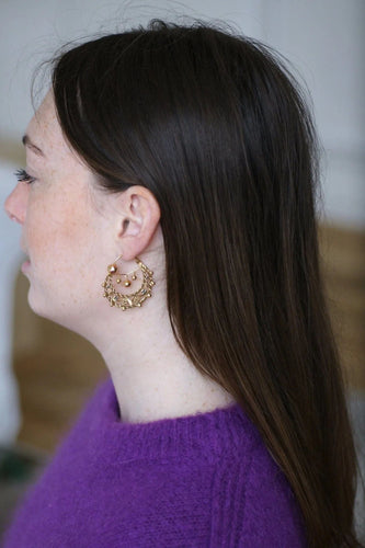 Boucles d'oreilles Grandes créoles savoyardes or blanc 58 Facettes