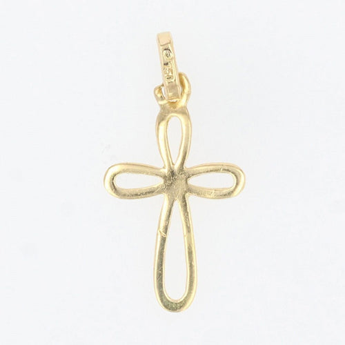 Pendentif Croix striée en or jaune 58 Facettes 13-273