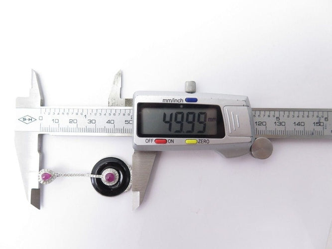 Boucles d'oreilles boucles d'oreilles en or blanc 18k onyx rubis 2.5ct diamants 0.9ct 58 Facettes 253463