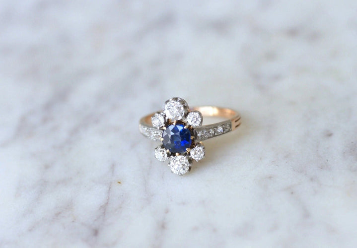 Bague Bague Marguerite Belle Epoque saphir & diamants 58 Facettes