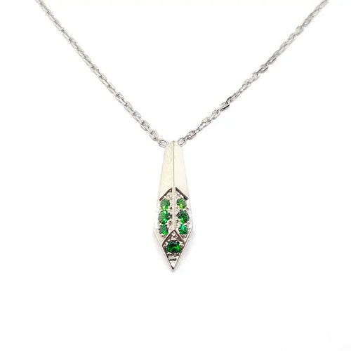 Collier Collier pampille or blanc tsavorites diamants 58 Facettes