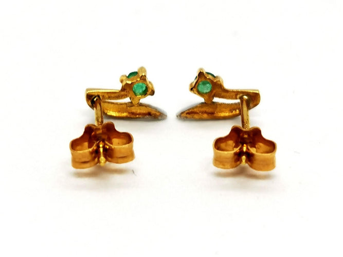 Boucles d'oreilles Boucles d'oreilles Puces Or jaune Emeraude 58 Facettes 1141395CD