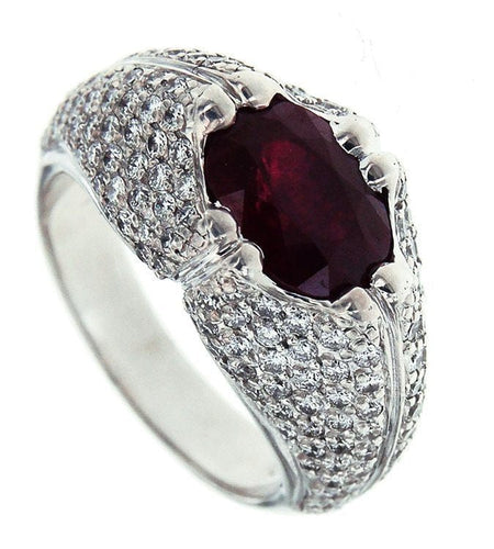 Bague 54 Bague or blanc diamants rubis 58 Facettes 61200005