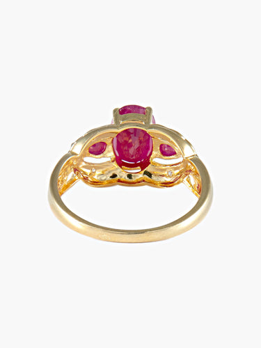 Bague Bague triptyque rubis poire et brillant or jaune 58 Facettes LP49-3