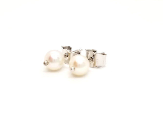 Boucles d'oreilles Boucles d'oreilles Puces Or blanc Perle 58 Facettes 812402CD