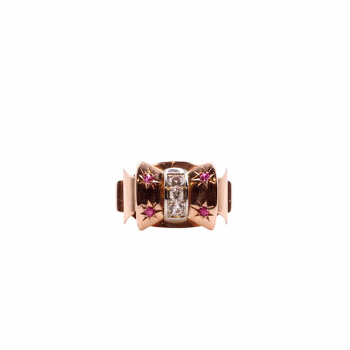 Bague Bague Tank pierre blanches, rubis 58 Facettes