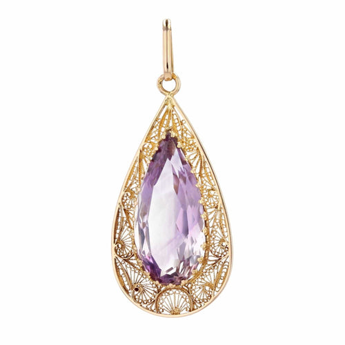 Pendentif Pendentif améthyste briolette et or filigrané 58 Facettes 20-024A