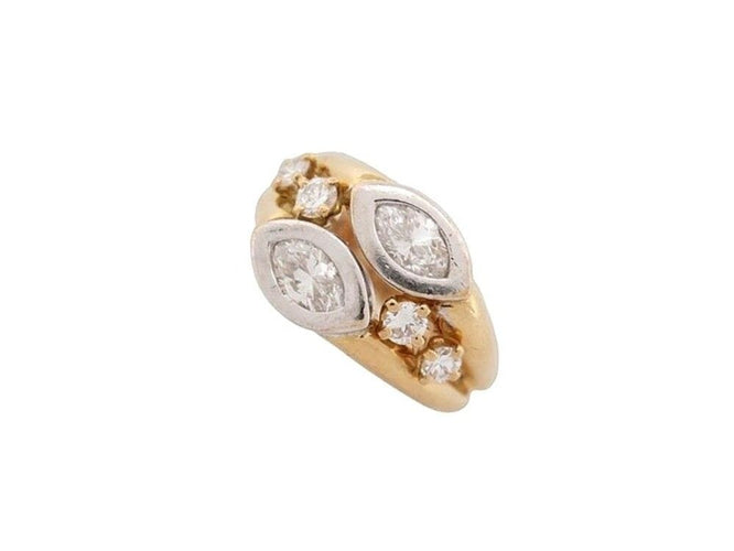 Bague 59 bague jonc anneau diamants et or jaune 18k marquise 0.9ct 58 Facettes 256458