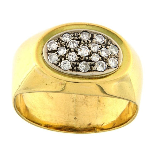 Bague 65.5 Bague chevalière or jaune et blanc diamants taille huit-huit 58 Facettes G3193