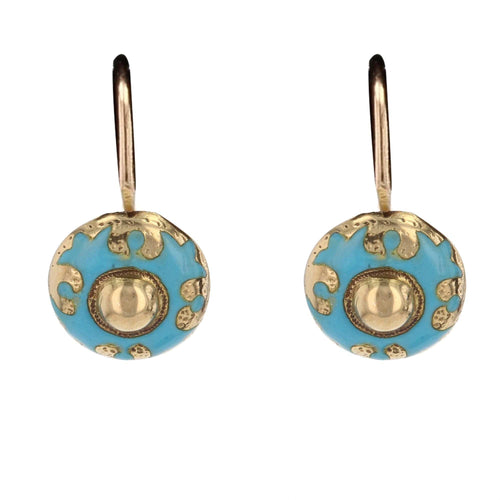 Boucles d'oreilles Petites dormeuses anciennes or et émail 58 Facettes 21-592A