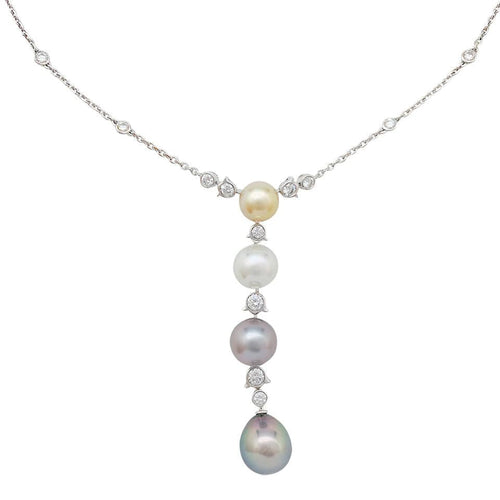 Collier Collier Cartier, "Agnès", or blanc, diamants, perles de culture. 58 Facettes 31183