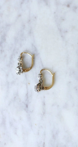 Boucles d'oreilles Dormeuses ancienne, diamants 58 Facettes