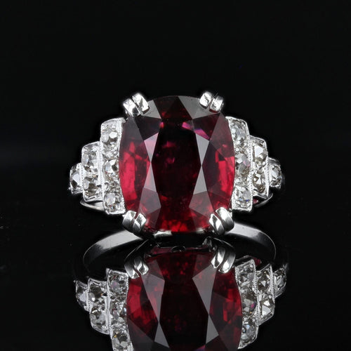 Bague 56 Bague tourmaline rubellite et diamants art déco 58 Facettes 22-492