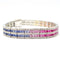 Bracelet Bracelet rivière saphirs multicolores diamants or blanc 58 Facettes
