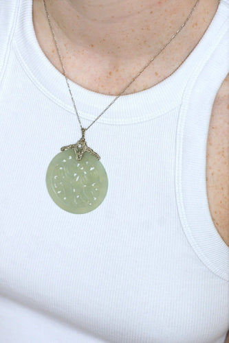 Collier Collier Art Déco diamants et Jade 58 Facettes