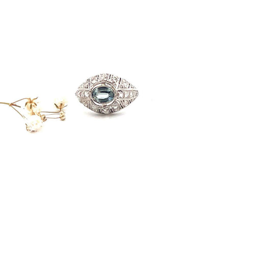 Bague Bague dôme en platine saphir et diamants 58 Facettes B0044