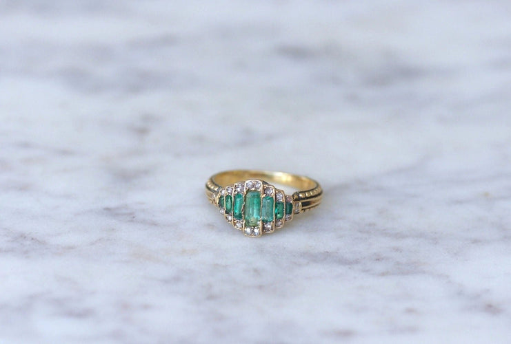 Bague Bague bandeau émeraudes et diamants 58 Facettes