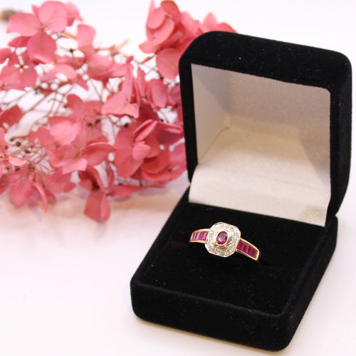 Bague Bague Octogonale Rubis et Diamants 58 Facettes