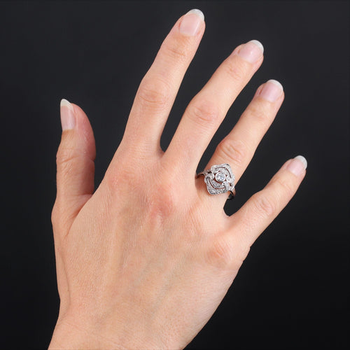 Bague 54 Bague diamants or blanc style art déco 58 Facettes 22-427