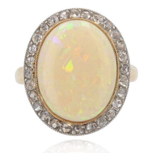 Bague 54 Bague ancienne opale et diamants 58 Facettes 22-283