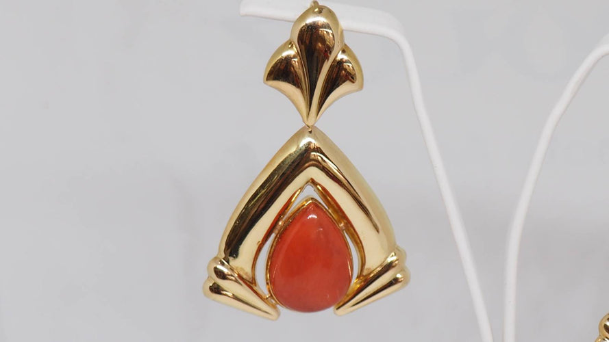 Boucles d'oreilles Boucles d'oreilles or jaune et corail 58 Facettes 29894