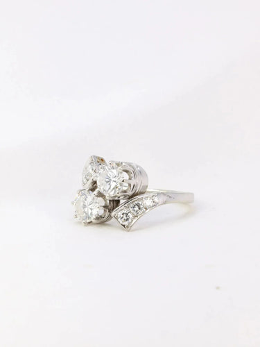 Bague Bague toi et moi vintage en or et diamants 1.6 ct 58 Facettes J4