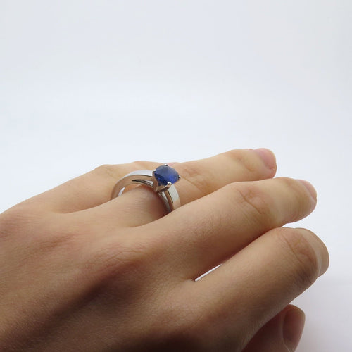 Bague 54 Bague Solitaire Or blanc Saphir 58 Facettes