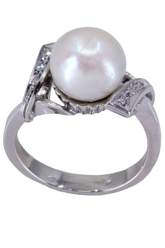 Bague BAGUE PERLE ET DIAMANTS 58 Facettes 076141