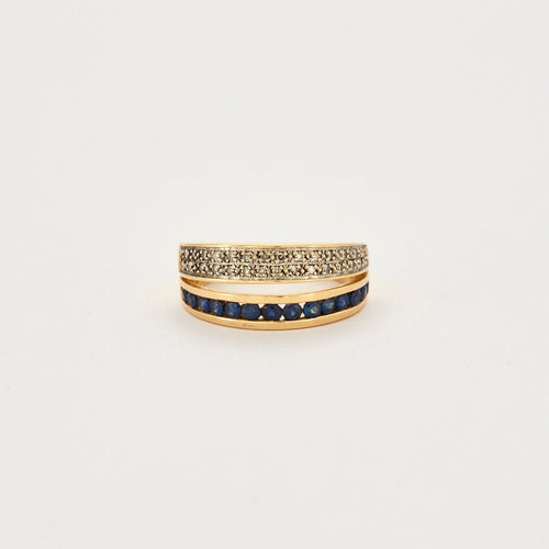 Bague 54 Bague or jaune 18 carats sertie de diamants et saphir 58 Facettes