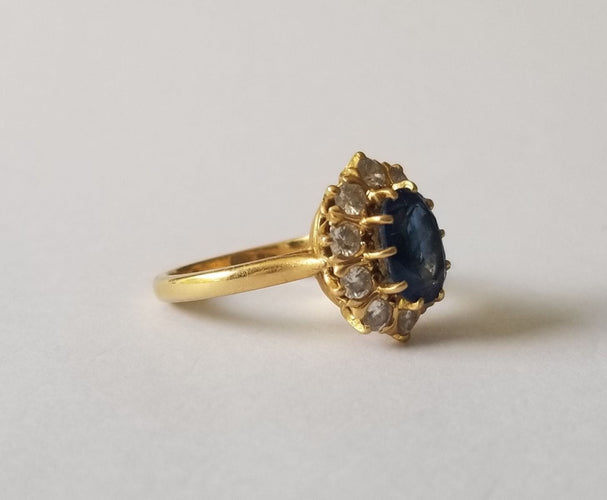 Bague 52 Bague Pompadour Or jaune Saphir Diamants 58 Facettes