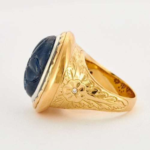 Bague 59.5 Bague Chevalière Saphir gravé 58 Facettes