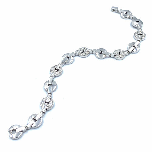 Bracelet Cartier. Collection Himalia, bracelet or blanc 18K et diamants 58 Facettes