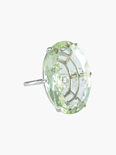 Bague Bague Or Blanc Prasiolite 58 Facettes