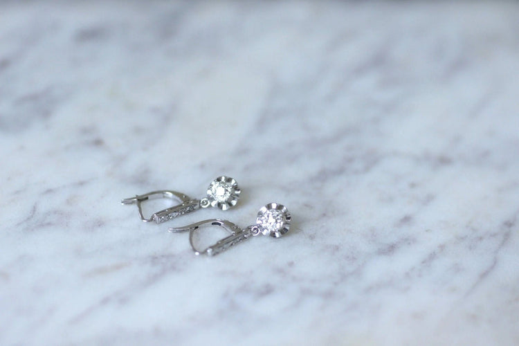 Boucles d'oreilles Boucles d'oreilles Art Déco or blanc et diamants 58 Facettes