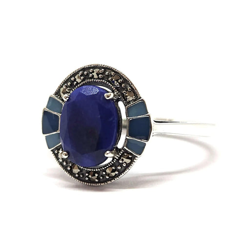 Bague Bague vintage lapis lazuli émail 58 Facettes