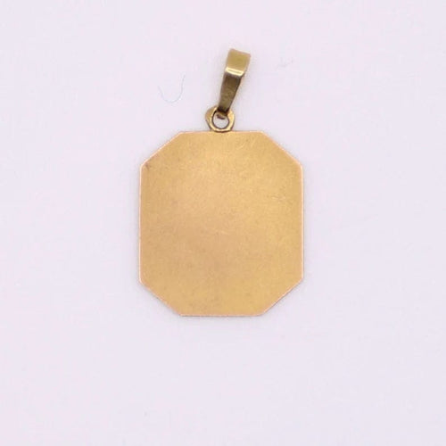 Pendentif Médaille religieuse octogonale Vierge de profil auréolée d’or blanc 58 Facettes