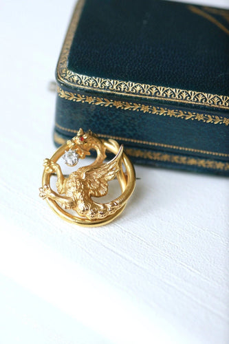 Broche Or jaune / Diamant / XIXe Siècle Broche Chimère or et diamant 58 Facettes