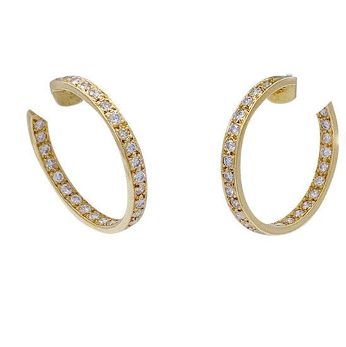 Boucles d'oreilles Créoles en or jaune et diamants. 58 Facettes 32410