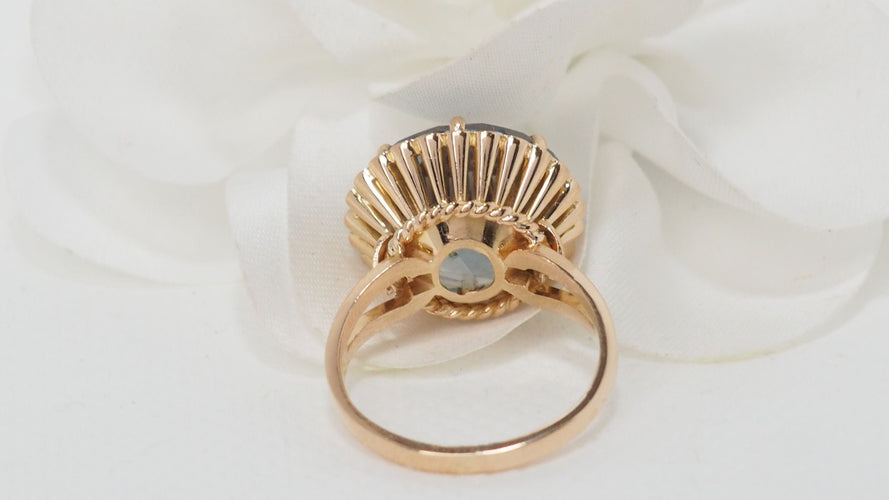 Bague 56 Bague vintage en or rose et topaze bleue 58 Facettes 32331