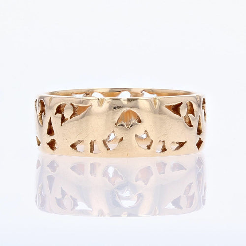 Bague 55 Anneau ancien or rose ajouré 58 Facettes 15-339A