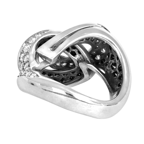 Bague 53 Bague Or Gris, Diamants Blancs et Noirs 58 Facettes 61E00437