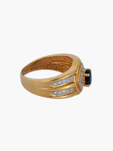 Bague 53 BAGUE SAPHIR OR JAUNE ET DIAMANTS 58 Facettes