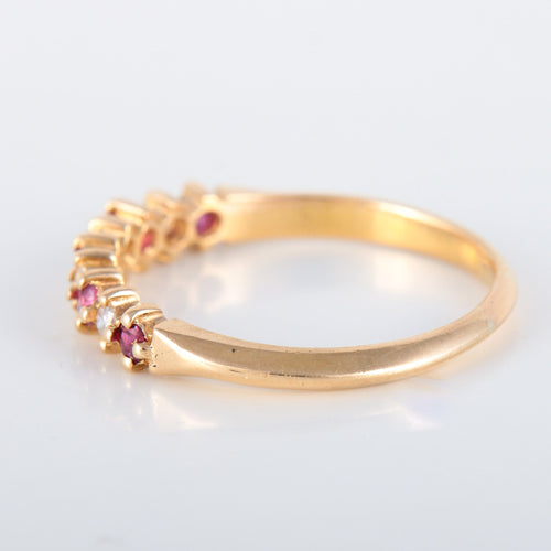 Bague 54.5 Demi-alliance Diamants et Rubis 58 Facettes 8397