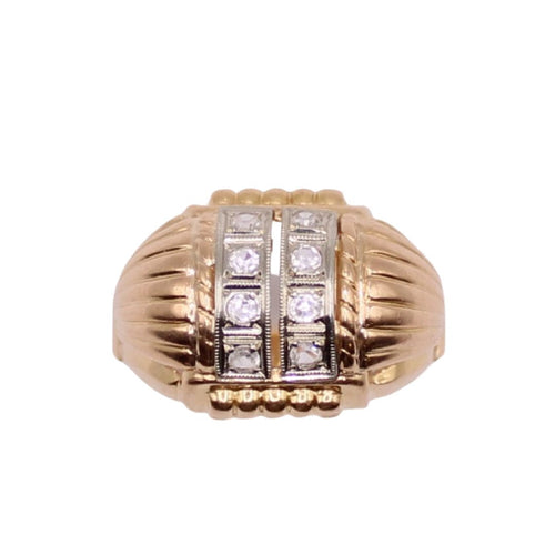 Bague Bague Tank or jaune et pierres blanches 58 Facettes