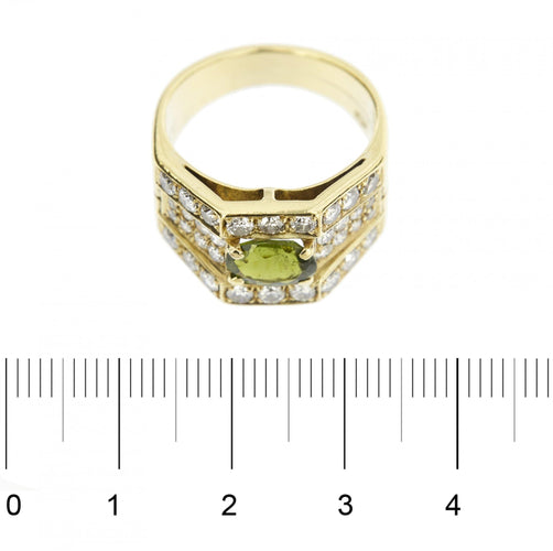 Bague 51 Bague tourmaline verte et diamants 58 Facettes 9777
