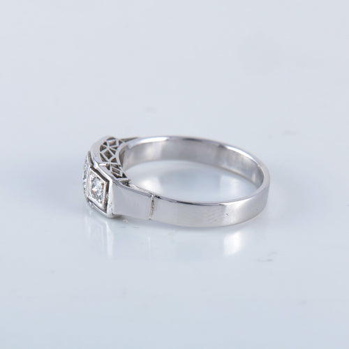 Bague 54 Bague ancienne diamant or blanc 58 Facettes