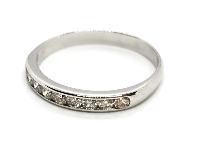 Bague 52 Bague Demi alliance Or blanc Diamant 58 Facettes 1589321CN