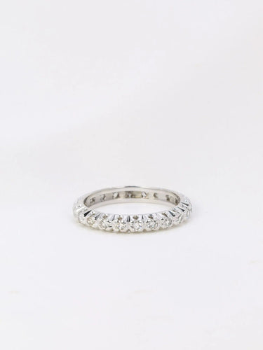 Bague Alliance américaine en or blanc et diamants 58 Facettes J69